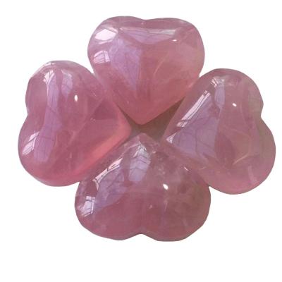 China Natural High Quality Healing China Rose Quartz Heart Folk Craft Crystal Reiki Ornaments For for sale