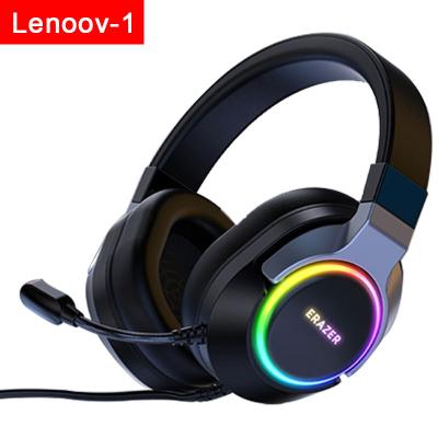 China Headphone Lenovo Capabilities H5 RGB Lighting Computer Gaming USB Microphone Professional Wire Controlled Headset for sale