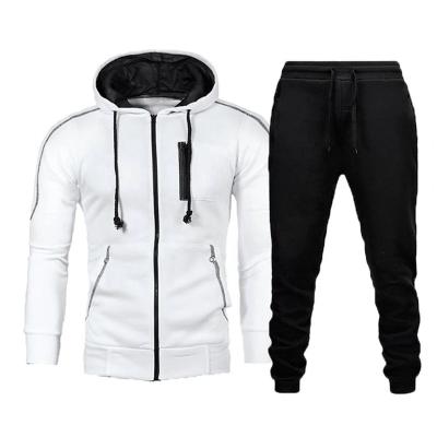 China Breathable Wholesale Custom Slim Fit Jogger Sets Drop Hoodie Two Piece Pants Sets Jacket Men Zip Up Tracksuit for sale