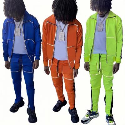 China Breathable Jogging 2 Piece Sets Custom Logo Zipper Suits 3m Reflective Tracksuits Sweatsuit For Men for sale