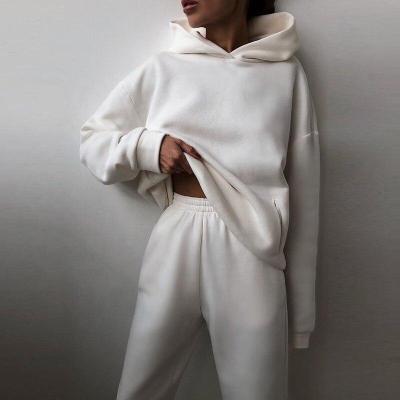 China Breathable Women Tracksuit Sets Warm Sports Suits Hoodie Tracker Pants Fashions Solid Two Piece Sets For Female Sweatshirt Suits for sale