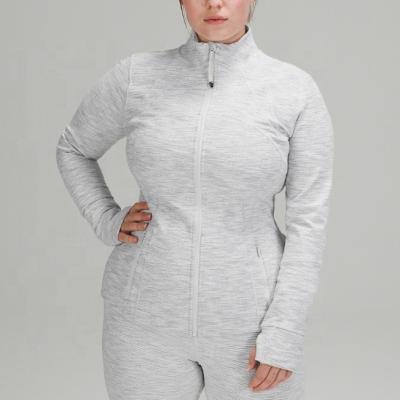 China Gray Solid Breathable Plus Size Oversized Zipper Yoga Jacket Sport Jacket Women for sale