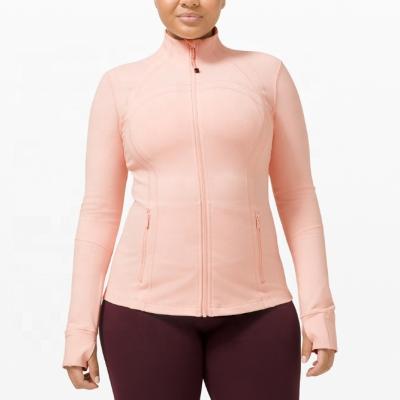 China Breathable Yoga Jacket Full Zipper Pocket Pink Oversized Sport Jacket For Women for sale