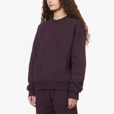 China Breathable High Quality Purple Oversized Long Sleeves Pullover Sweatshirt Wholesale Fleece for sale