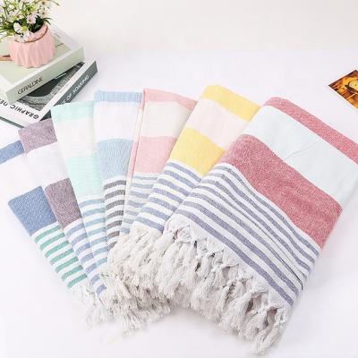 China Wholesale Sustainable Cotton Large Size Stripe Turkish Beach Towel for sale