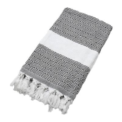 China High Quality QUICK DRY Turkish Towel Cotton Stripe Design High Quality Beach Towel With Tassels for sale