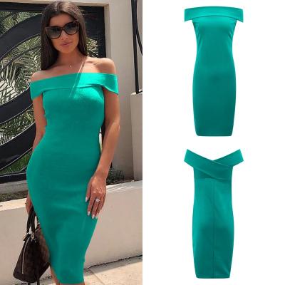 China 2021 Breathable New Arrive Women Clothing Off Shoulder Dress E006002 for sale