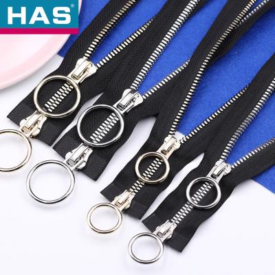 China #5 Metal Coil Zipper Shiny Silver Zipper For Bags and Garment for sale