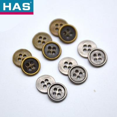 China 18L 4 Hole Metal Button Ant Silver Metal Shirt Buttons Redondo Finos à venda