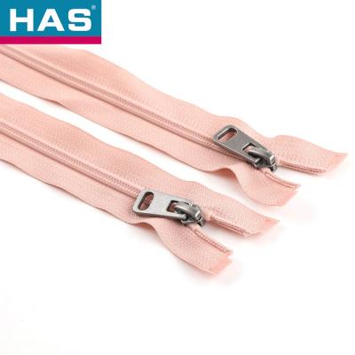 China Versatile Nylon Zippers Light Pink Zipper #3 With Metal Puller for sale