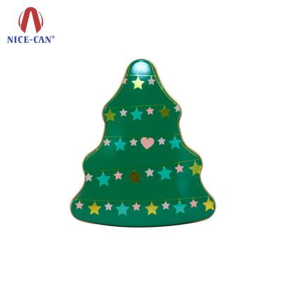 China Metal tin box for Christmas Nice-can wholesale creative tree shaped metal tin box for Christmas for sale