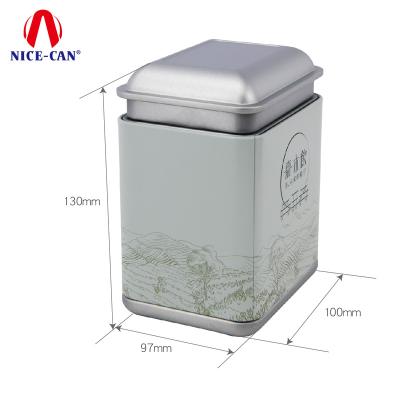 China Custom Square Type Tea/Coffee Tin Container Beautiful Rectangle Metal Tea Tin Containers Coffee Tin Box Packaging With Double Lid for sale