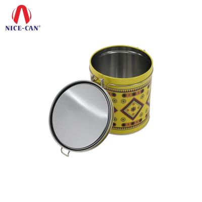 China Custom Round Recycable Eco-Friend Food Grade Metal Eco Friendly Packaging Sealed Tin Cans Hinged Tea Tin Can Cylinder Storage Tin Cans for sale