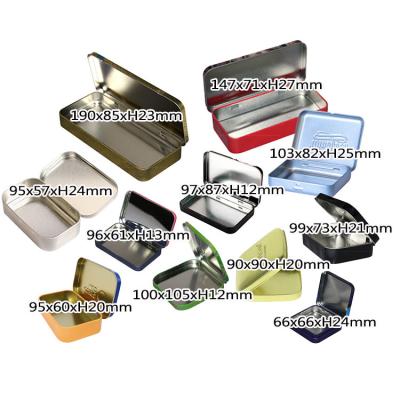 China Custom Printed Eco-friend Recycable Food Grade Metal Tins Box Containers Gold Rectangular Empty Hinged Hinged Box [Factory Custom] for sale