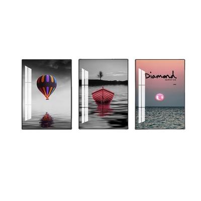 China Modern Nordic Classy Seascape Painting Wall Decorations For Home Porcelain Crystal Painting Tempered Art Glass for sale