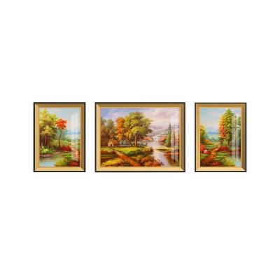 China European Classical Luxurious Crystal Wall Art Porcelain Painting Decoration Landscape Style Glass Picture Frame for sale