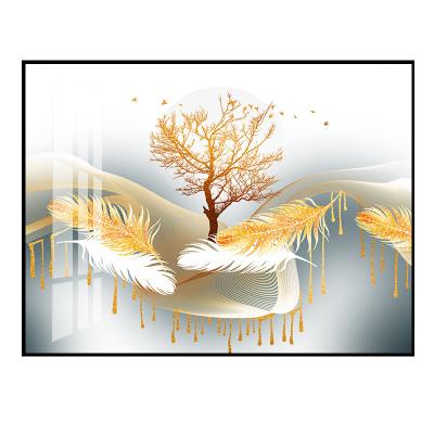 China New Chinese style living room wall modern restaurant decoration picture hanging gold wall art abstract painting for sale