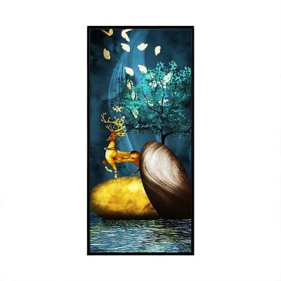 China Modern Wall Decoration Painting Entrance Hall Frame Painting Tempered Glass Art Landscape Painting for sale