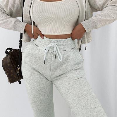 China Anti-wrinkle 2021 Autumn New Product Waist Fitness Leisure Jogger Ladies Elastic Sweatpants for sale