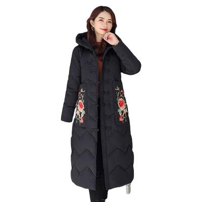 China Winter 2022 New Embroidery QUICK DRY Women's Non-detachable Cotton Clothes Long for sale