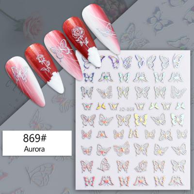 China Nail Art Beauty Silver Aurora Nail Stickers Silver Butterfly Nail Stickers Various Letter Lines Nail Stickers for sale