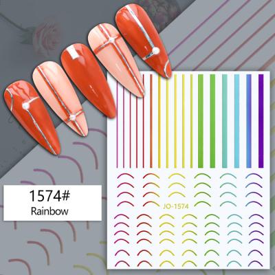 China Multicolor Line Art Beauty 2022 Nail Stickers Rainbow New Diamond Nail Stickers Nail Art Design Nail Stickers for sale