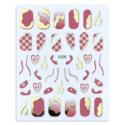 China Gold Nail Art Beauty Gilded Mesh New Nail Paste Curve Hill Shape Nail Sticker for sale