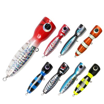 China Wood Wholesale Snap Wooden Lure Handmade Trolling Baits Wood Lure 120g 19cm Artificial Bait Top Water Lure Wood for sale