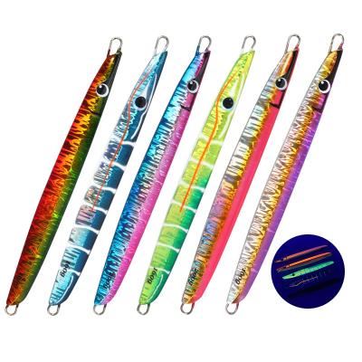 China Customized ABS 160g 200g Sea Fishing Jig Lure Seawater Plastic Deep Metal Building Boat Luminous Vertical 3d Jig Fast Liner for sale