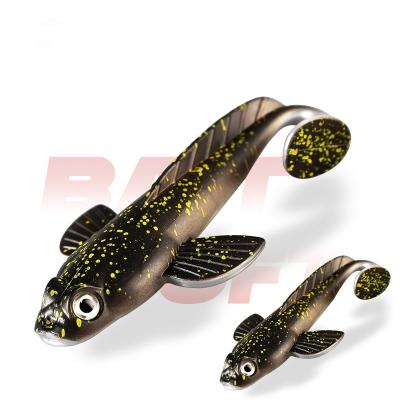 China New 125mm Groundbait 17g PVC Realistic Black Bass T Tail Swimbait Minnow Bionic Soft Fishing Lures for sale