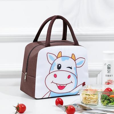 China Oxford CuteTakeout Food Packing Canvas Aluminum Foil Lunch Bag Eco-Friendly Foldable Tote Bags Insulated Bag For Students for sale