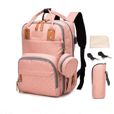 China Multifunctional stylish high quality outdoor solid changing newest baby backpack travel backpack polyester diaper set bag for sale