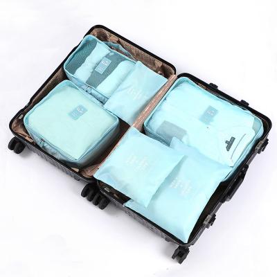 China Lady Foldable Storage Animal Prints Oxford Travel Bags LuggageTravel Pockets 6 PCS Set Luggage Packing Organizer Pouch for sale