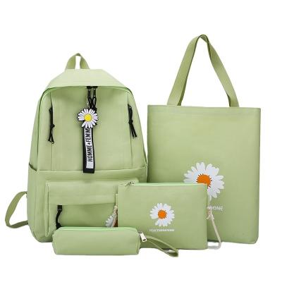 China Daily School Life Canvas Backpack Primary School Bags Green 4 Pcs Set Students For Girls Wholesale for sale