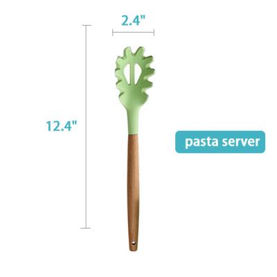 China ArtSample Silicone Spaghetti Server Pasta Sieve Viable Natural Wooden Handle High Temperature Resistant Kitchen BPA Free Tools for sale