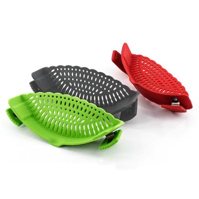 China ArtSample Viable High Quality Silicone Clip On Pot Pan Basket Strainer for sale