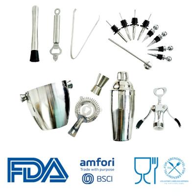 China ArtSample stainless steel barware accessories cocktail shaker mixology bartender kit viable smart bar tool kit for sale