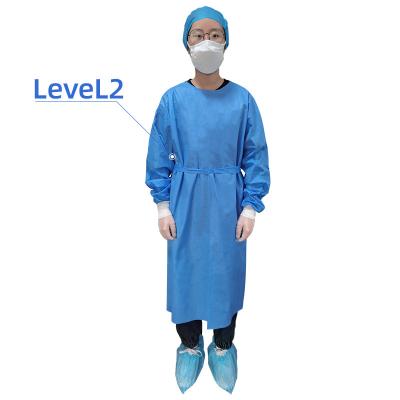 China 100% SMS Isolation Gown AAMI Level 2 Non-steriel 35g SMMS Medical Disposable Surgical Gown for sale