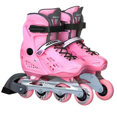 China Fashion\Wholesale adjustable size inline skates comfortable\durable 4 large wheels or regular wheels inline skates for adult kids pp skates for sale