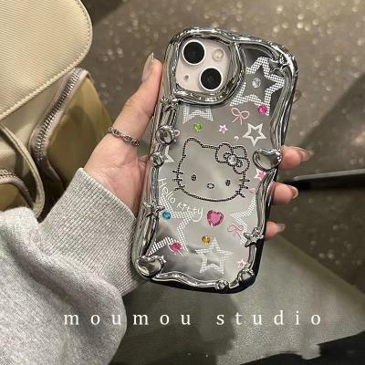 China Shockproof Electroplating Make Up KT Cat Mobile Phone Case  for iPhone 12 14 11 13 Pro MAX X Xs XR 7 8 Plus Flash Diamond Mirror Phone Case for sale