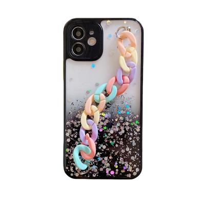 China Shockproof Shimmering Powder With Rainbow Chain  Hot Sale  Phone Case Anti-drop Soft Clear  Cute Phone Case  for iphone 14/13 Wallet Cover for sale