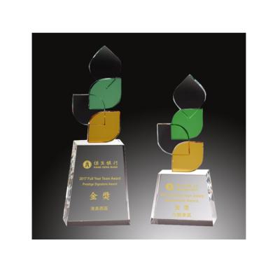 China China Custom Design Crystal Leaf Water Drop Award Trophy Wholesale For Gifts for sale