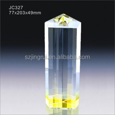 China Europe star shape white k9 base yellow crystal trophy awards for sale