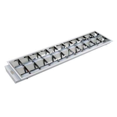 China High Strength Steel Plate Office Spray Fluorescent Led Desk Lighting T5T8 2ft 4ft Recessed Grill Canopy Fixture for sale