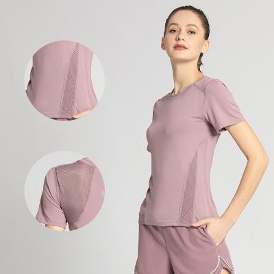 China 2022 New Breathable Two Piece Set Sport Fitness Yoga Wear Female Short Sleeve Gym Workout Set For Women for sale