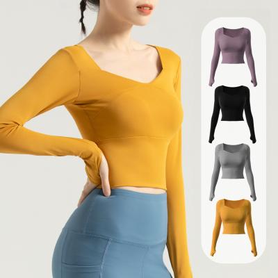 China New Style Sports Breathable Outdoor Gym Fitness Long Sleeve Tight Running Yoga Top Wear For Women for sale