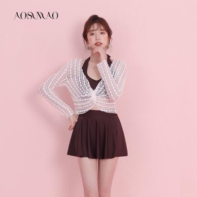 China 2022 Sexy Swimwear Gauze Cover Up Split Sweet Breathable Japan Solid Fashion Korean Style Swimwear For Women for sale