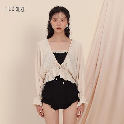 China Conservative Swimsuit Gauze Cover Up Sunscreen Swimwear Korean Breathable 2022 New Japan High Waist For Women for sale