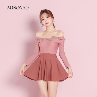 China Japan design swimwear young girl sexy sleeve swimwear special Korean style breathable high long sleeve swimwear for women for sale