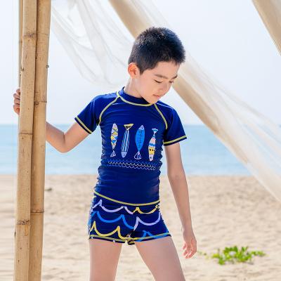 China 2022 Breathable Boys Sport Beachwear Cartoon PrintShort Sleeveless Two Piece Set Swimwear For Kids for sale